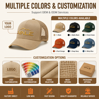 Casquettes Trucker 5 Panneaux Personnalisables avec Logo, Dos en Maille, Réglables, Broderie 3D, 100% Coton pour Hommes et Femmes, Randonnée Désertique, Extérieur, Streetwear
