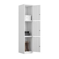 Casier vertical en acier à 3 niveaux, armoire de rangement métallique à 3 portes avec serrure, casier étroit pour personnel de salle de sport, pour usage scolaire ou de bureau