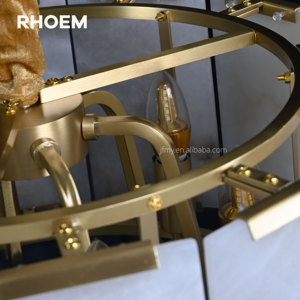 Lustre Redondo de Calcita RHOEM RH Harlow com Prismas Facetados de Calcita e Estrutura de Ferro, UL 110V-240V Personalizado - Product Image 4