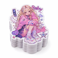 Autocollant personnalisé avec logo de fille anime, couleurs vibrantes, résistant aux UV, découpe numérique, impression manga, autocollants en vinyle PVC imperméables et mignons