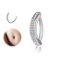 Vente en gros de bijoux de piercing pour nombril courbés, colorés, avec barbell incurvé en cristal CZ Zircon, unisexe, bijoux de piercing tendance
