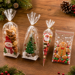Custom Printed Clear OPP Christmas Candy Bags <strong>Transparent</strong> Gift Treat Packaging Bags with Twist Ties - Product Image 3