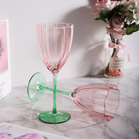 Verre en cristal rétro de grande valeur tasse médiévale fleur lumière luxe dégradé couleur maison Transparent rose gobelet Champagne verre à vin