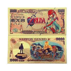 Billet de banque commémoratif <span class=keywords><strong>Zelda</strong></span>, personnage de jeu d'anime japonais, 10 000 Yen, feuille d'or, cadeau de collection, vente chaude - Product Image 6