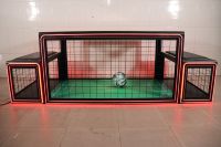 Machine de jeu de football de table à lumière LED à double assise avec deux chaises sous la table