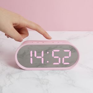 Pop Mirror Digitaler Wecker, LED Desk Pink Clock mit Nachtlicht, Schlummer, Temperatur, batterie betriebene kleine Größe - Product Image 4