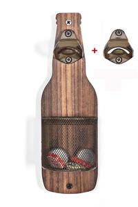 Décapsuleur et tire-bouchon mural en bois vintage, décor de bar, cadeau pour collectionneur de capsules, pour hommes amateurs de bière - Product Image 2