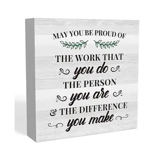 Inspirerende Bureau Decor Houten Logo Home Desk Accessoires Co-Worker Geschenken Zijn Trots Op Uw Werk