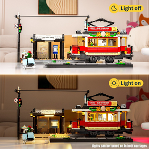 Funwhole L9084 2025 Set di Costruzioni <span class=keywords><strong>Tram</strong></span> Retrò con Piccole Particelle, Illuminazione LED, Decorazione per la Vita in Città, Giocattoli per Bambini, Regalo, 1274 Pezzi - Product Image 2
