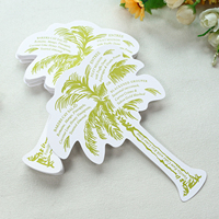 Menu de mariage personnalisé avec palmiers, papier vert imprimé, carte de menu pour fête d'anniversaire