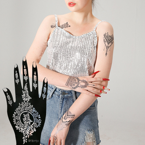 Plantillas <span class=keywords><strong>de</strong></span> Henna <span class=keywords><strong>belleza</strong></span> personalizadas tatuaje temporal reutilizable negro impermeable DIY una mano India Henna Mehndi tatuaje falso pegatinas - Product Image 6