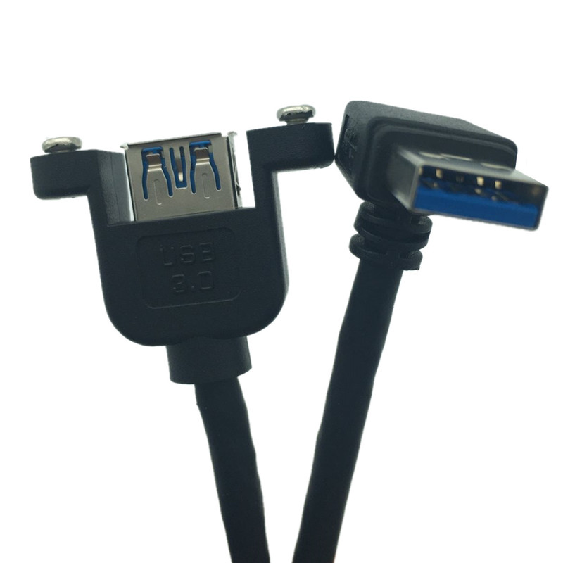 Удлинительный кабель 90 градусов вверх, вверх, влево, вправо USB3.0, штекер-гнездо, M/F с креплением на винтовой панели, 30 см