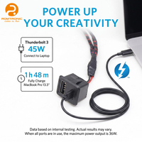 Adaptateur double prise blanche vers USB-A et Type-C, faisceau isolé en PVC avec gaine tressée en cuivre OFC pour extension USB de véhicule