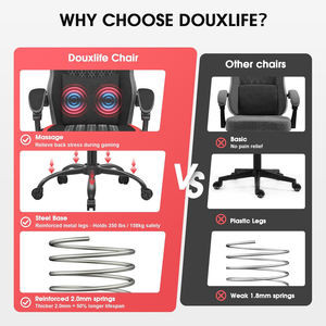 Chaises de bureau confortables en tissu respirant, chaises <span class=keywords><strong>gamer</strong></span> avec soutien lombaire massant, <span class=keywords><strong>chaise</strong></span> de jeu avec <span class=keywords><strong>coussin</strong></span> de siège à ressorts ensachés - Product Image 4