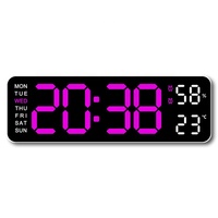 Jam dinding Digital Multifungsi, jam dinding elektronik Digital dengan kalender temperatur