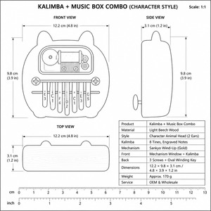 Kalimba en bois, boîte à <span class=keywords><strong>musique</strong></span> à manivelle, tête d'animal, Sankyo, 18 sons, design moderne, personnalisable - Product Image 2
