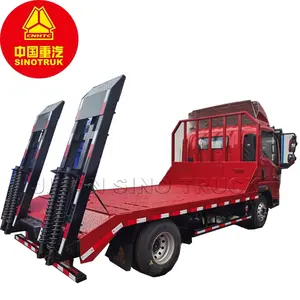 Truk kargo tempat tidur datar kecil 116HP 4x2 4x4 HOWO 6Ton dengan Ramp