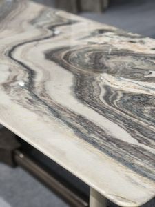 Mesa de comedor de mármol gris cuadrada personalizada, muebles de piedra de lujo para casas, hoteles, diseño de mármol elegante Premium - Product Image 5