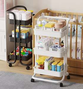 उच्च गुणवत्ता वाली धातु ट्रॉली गाड़ी घर रोलिंग 3 पहियों के साथ - Product Image 6