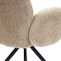 Fauteuil de salle à manger contemporain élégant en tissu rembourré beige avec base en métal pour la maison, le bureau et le bar à domicile