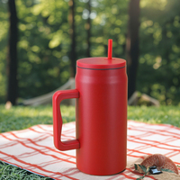 Gobelet isotherme sous vide en acier inoxydable 304, grande capacité, avec poignée, pour voiture, thermos portable