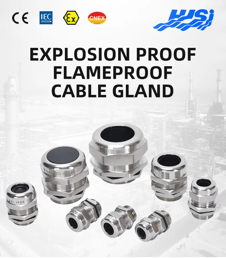 M10 M12 M16 M20 ATEX Stainless Steel Cable Gland Explosion Proof Unarmoured Single Compression Ex D/Ex E IIC