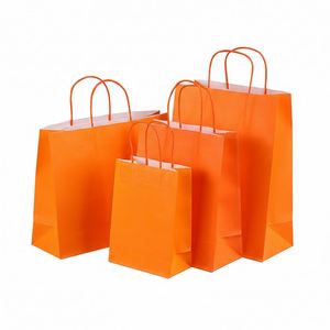LH Eco-Friendly Recyclable Durable Custom Printed Kraft Paper Bags Screen Printing Ribbon Handles for Supermarket Brand - Product Image 1