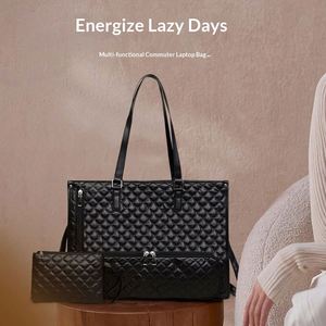 Sac fourre-tout grande capacité pour femme, sac à bandoulière isotherme, sac à main matelassé en cuir PU souple avec fermeture éclair, ensemble 2-en-1 avec sac à déjeuner - Product Image 3