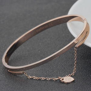 Heart Shape Stainless Steel Bracelet 6Mm <b>Gold</b> Women's Everyday Wear Charm <b>Bangle</b> <b>Rose</b> <b>Gold</b> Jewelry - Product Image 3
