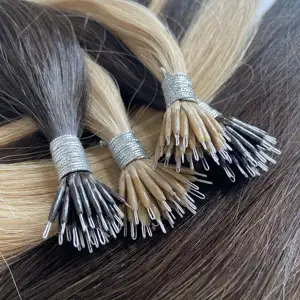 Melhor qualidade cabelo europeu duplo desenhado Remy Nano ponta extensão do cabelo 100 cabelo humano real