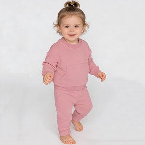 סט בגדי תינוקות איכותי לילדים, שני חלקים, סט טרנינג חלק לבנים, סיטונאי, סט קפוצ'ונים לילדים, סט ריצה לתינוקות - Product Image 3