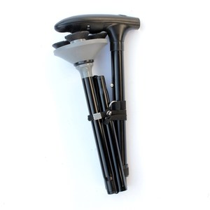 Canne télescopique triangulaire pliable en alliage d'aluminium noire avec lumière intégrée pour personnes âgées - Product Image 1