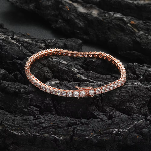 3mm4mm5mm Rose Gold White Zirconium <b>Bracelet</b> <b>Copper</b> Micro-inlaid Zircon Single Row <b>Bracelet</b> Tanjing Fashion Lijing Necklace - Product Image 3