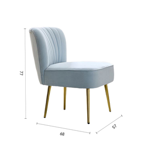 Fauteuil d'appoint en velours bleu clair avec pieds en métal doré brillant, chaise élégante sans accoudoirs, chaise de salle à manger pour appartement - Product Image 2