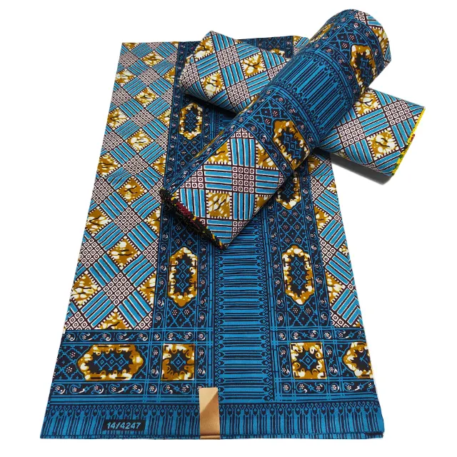 Vendita calda stampa personalizzata Ankara tessuto di cotone stampa fiori tessuto di cotone stock tessuto africano stampa e cera 6 yarde