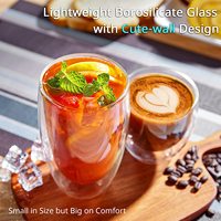 Tasses à café en verre à double paroi de 16 oz, tasses à café en verre borosilicate, verre thermo-isolant pour latte, cappuccino