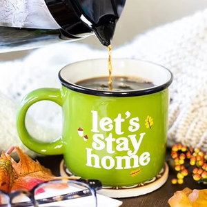 Taza de cerámica Let's Stay Home, accesorios de otoño, Decoración de cocina de vacaciones de otoño - Product Image 1