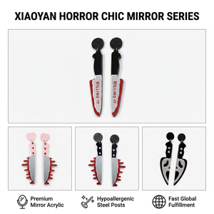 Pendientes de Cuchillo Personalizados 'Killing It' al por Mayor, Joyería Chic de Acrílico Espejo con Temática de Terror, Regalo Espeluznante de Halloween DDP - Product Image 6