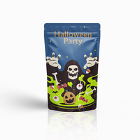 Pochette debout à impression personnalisée Sac d'emballage à fermeture éclair pour Halloween Chocolat Biscuits Glace Bonbons en plastique Cadeau de Noël