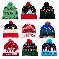 Chapeaux de Père Noël pliables rétro en tricot pour fête de Noël, blanc/rouge/noir, taille unique pour enfants et adultes
