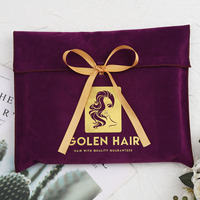 Emballage cadeau d'accessoires de cheveux imprimé de logo personnalisé sac enveloppe en daim avec ruban sacs enveloppe de velours de stockage de perruques de cheveux de luxe