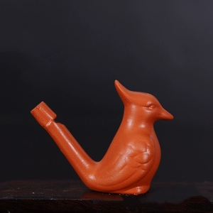 Silbato de agua de arcilla roja con diseño de pájaro crestado y cordón, juguete musical para niños - Product Image 3