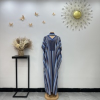 Vestido Kaftan Boubou Maxi de Gasa Estampado Antiarrugas Suave y Cómodo de Talla Grande para Mujer Africana, Estilo Casual de Verano 2026, para Club y Ropa Urbana