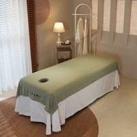 Ensemble de 3 draps plats en microfibre verte de qualité supérieure pour massage, housse de lit pour soins du visage