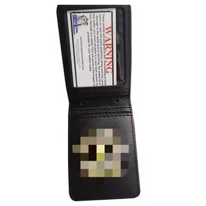 身份徽章钱包皮革执法部门消防队长皮革双折徽章钱包 - Product Image 2