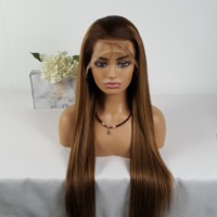 Perruque frontale complète HD en dentelle transparente 13*4, cheveux humains naturels vierges indiens bruts, lisses, densité 180%, vente en gros à prix réduit