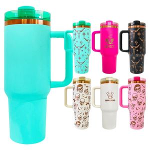 Gobelet isotherme personnalisé avec logo H2.0, revêtement en poudre, 40 oz, plaqué or cuivre, noir et blanc, pour les voyages - Product Image 1