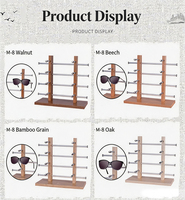 Présentoir de comptoir double rangée pour lunettes, support de rangement de bureau en bois texturé pour magasins d'optique, présentoir de lunettes de soleil, Chine