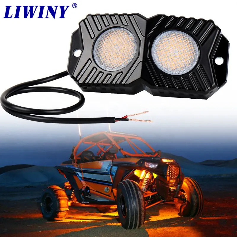 Liwiny Peças De Veículos Impermeável Rock Light Única Cor Alumínio Rock Light Para Jee-p Off Road Caminhões Utv Atv Suv