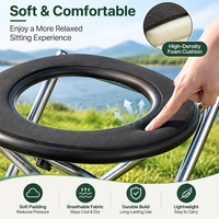 Toilette de camping portable, capacité 350 lb, acier inoxydable, pliable, siège souple, pour adultes, camionneurs, camping-cars, voyages routiers, extérieur, noir